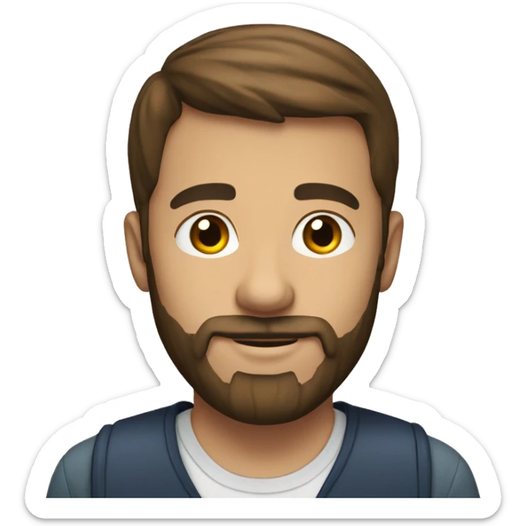 a man of 26 years old with a beard, short hair, brunette, being an English teacher sticker