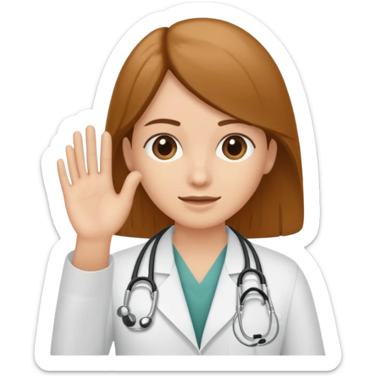 Radiografía de mano sostenida por un médico sin estetoscopio bata blanca  piel clara cabello café obscuro sticker