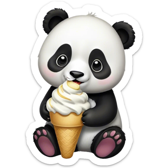 Panda eating ice cream sticker