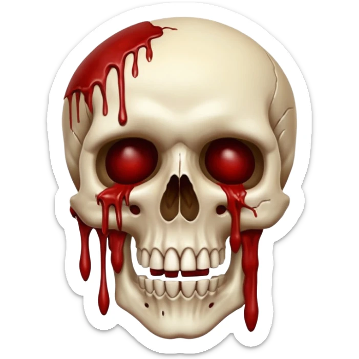 3D rotting corpse jumping in the air. In the style of your bloody skull art. More blood sticker