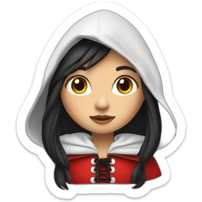 red-ridding-hood-girl-with-long-black-strait-hair-with-white-break sticker