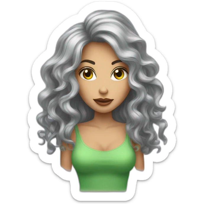femme grande cheveux chatains les yeux verts et les levres epaisses sticker