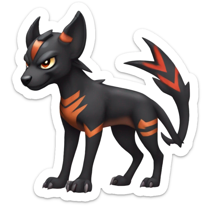 Cool Edgy Houndoom-Litten Fakémon Digimon with Edgy markings, full body, outlined sticker