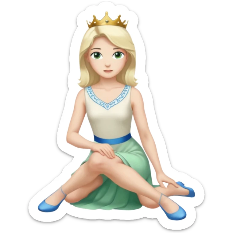 prince, upright, black Hair, blue eyes, garment,  Woman, bending knee, sleveless white dress, blonde hair, green eyes, sticker