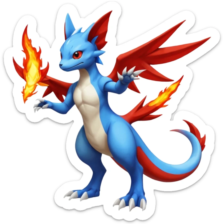 Gabite-Koraidon-Veemon-Digimon-Latias-Peppercat-Pokémon-Flamedramon-fusion-animal-hybrid-creature, Full body  sticker