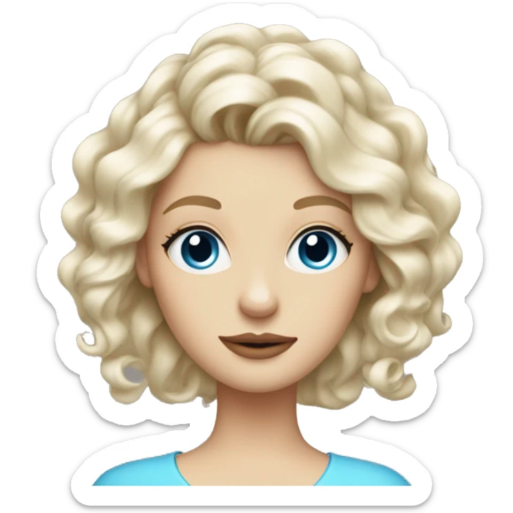 white blonde girl with gorgeous hairdo and blue eyes and cream on her face sticker