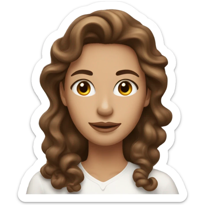 A woman with long curled brown hair with white skincare cream on her face  sticker