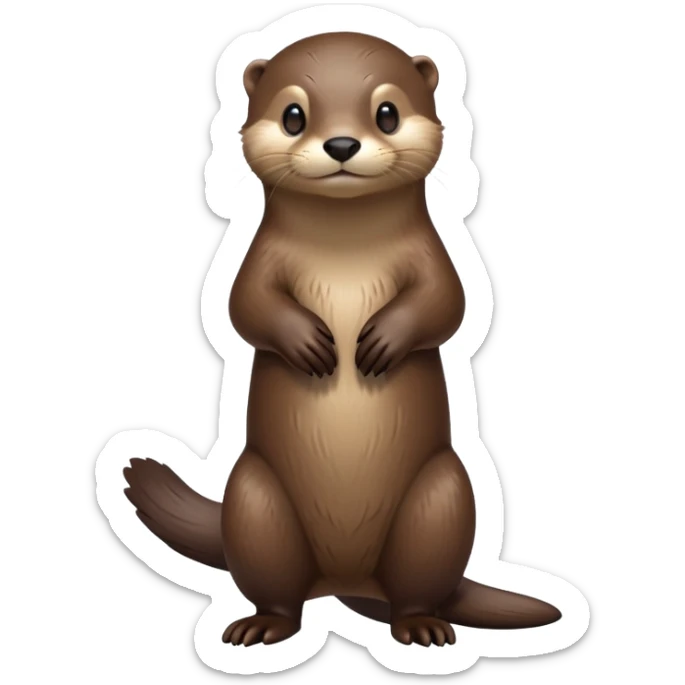 cinematic-noble [otter]-realistic-full-body-standing-emoji,-tail-tucked-close,-head-tilted-dramatically,-sleek-[brown]-fur,-simplified-yet-realistic-focused-features,-highly-detailed,-glowing-with-an-almost-sarcastic-glow  expressive eyes sticker