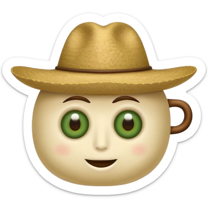 me puedes hacer un emojie para una mascota de mi empresa, la cual es empresa de café, Las carecteristicas son las siguientes: Puede ser un cafecito con forma de nube o un sercito de neblina con sombrero de cafetalero.
Ojos grandes, expresión tranquila.
Colores: beige, café claro, verde oliva sticker