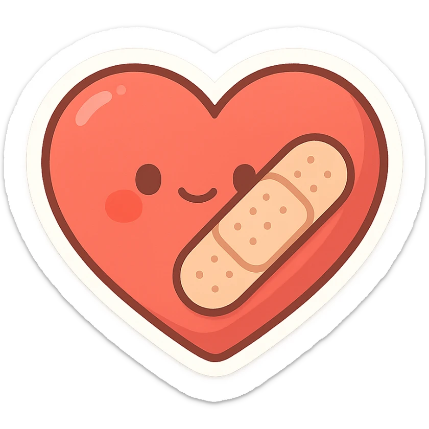 heart with a bandage sticker