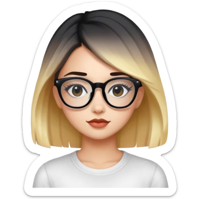 Girl ombre hair black glasses sticker