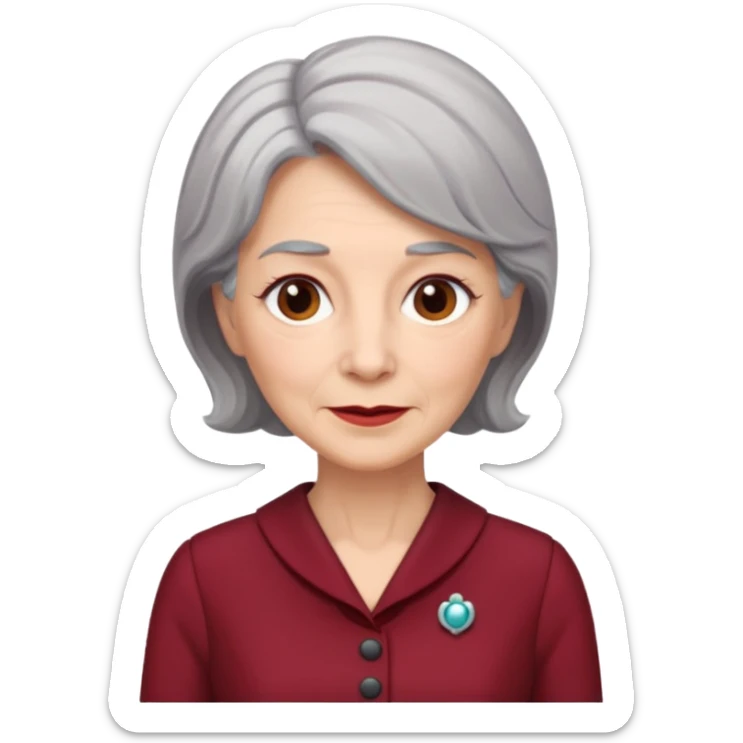 i need an image of a older woman named bonny who is a bind fund manager. where dark red professional dress with grey hair sticker