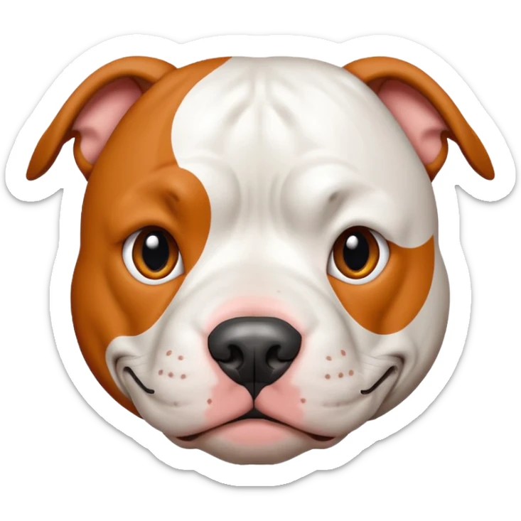 Un perro pitbull blanco con manchas naranjas y una que le tape un ojo sticker