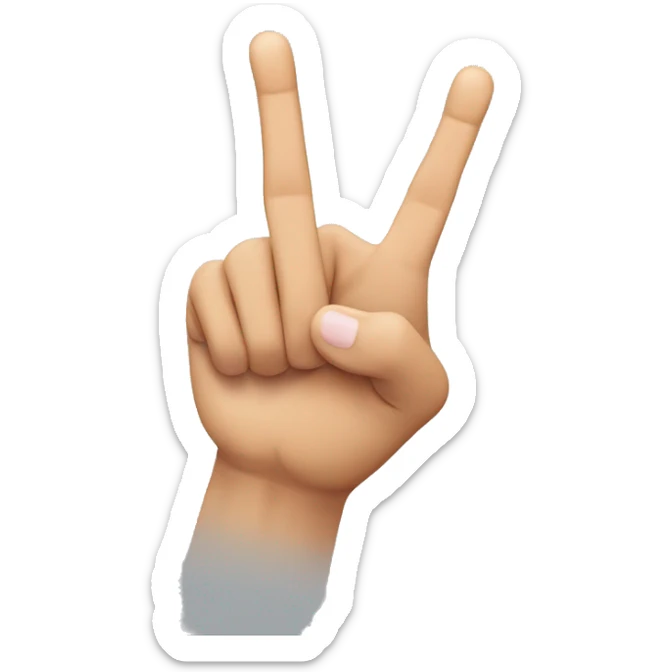 like the Vulcan salute hand but middle finger with the pinky and ring finger sticker