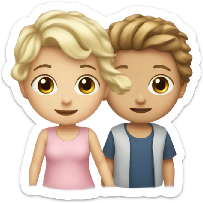Baby boy with brown hair and girl with blonde hair sticker