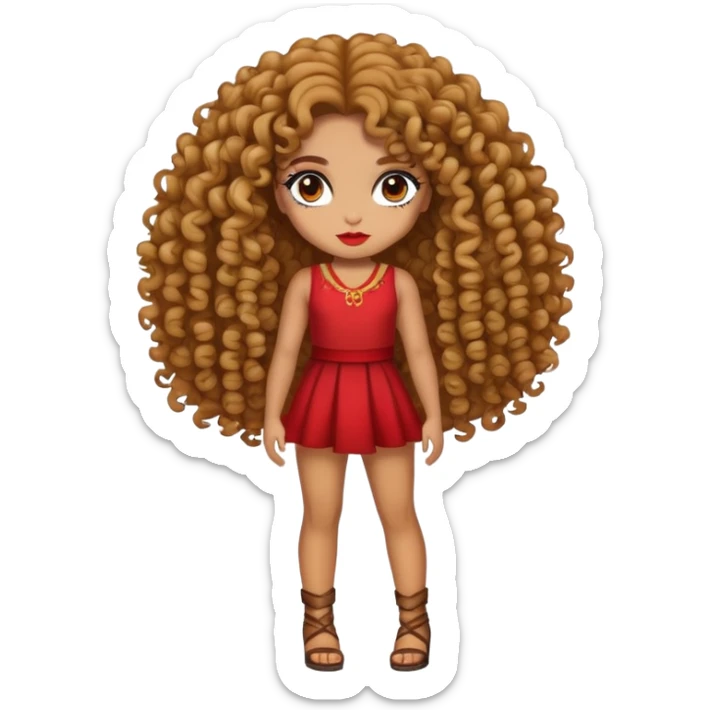 Chica morena de pelo rizado , choni con mucho maquillaje y cuerpo entero  sticker