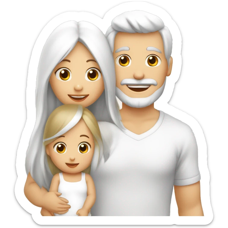 Familia hombre blanco mujer blanca bebé y 1 niños 3 miembros sticker