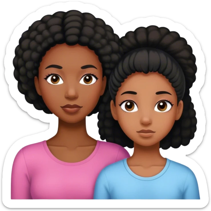 mom and teenage daughter that has eyelashes duo black girls  sticker