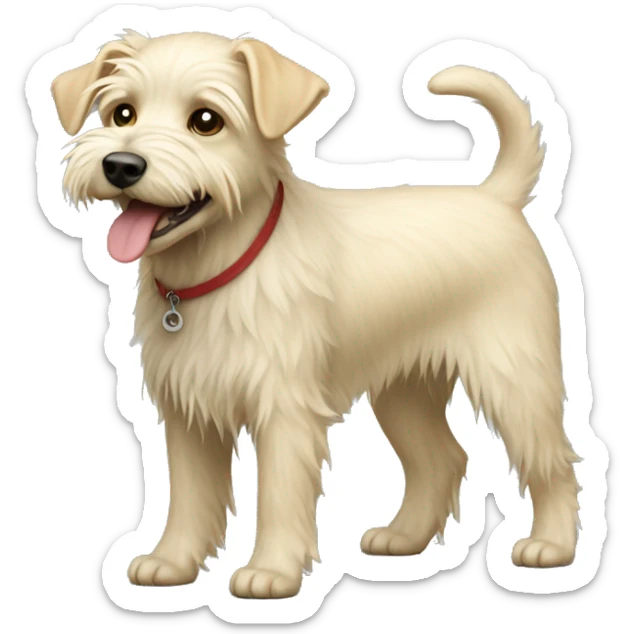 Light blonde terrier puppy with shaggy fur full body skinny sticker