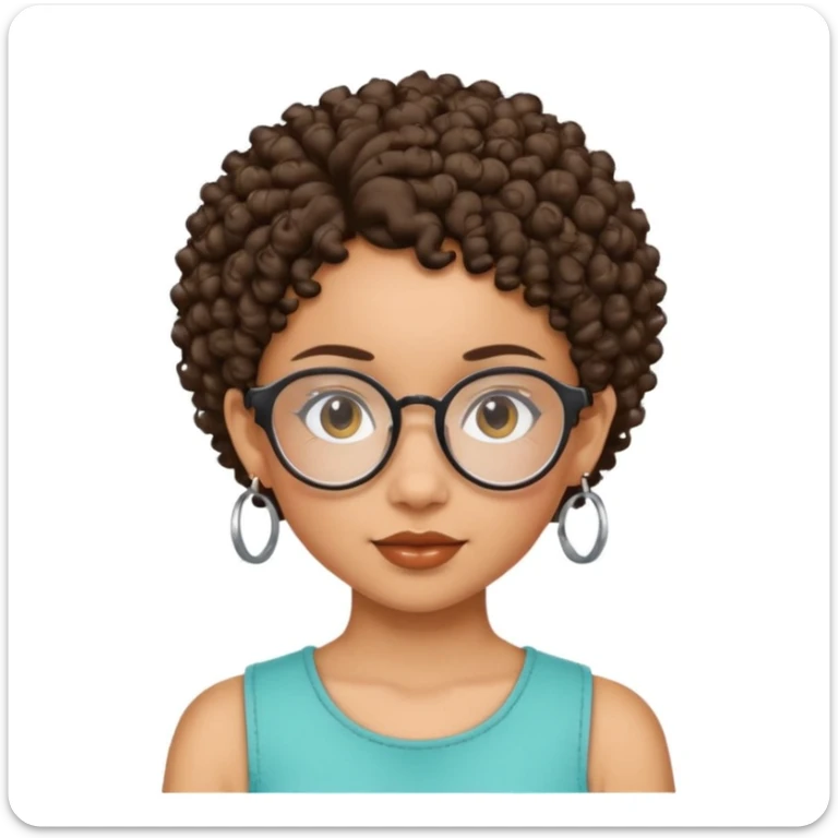 a lightskin mixed girl with hoop earrings and curly hair with glasses and an arabic girl with pixiee cut sticker
