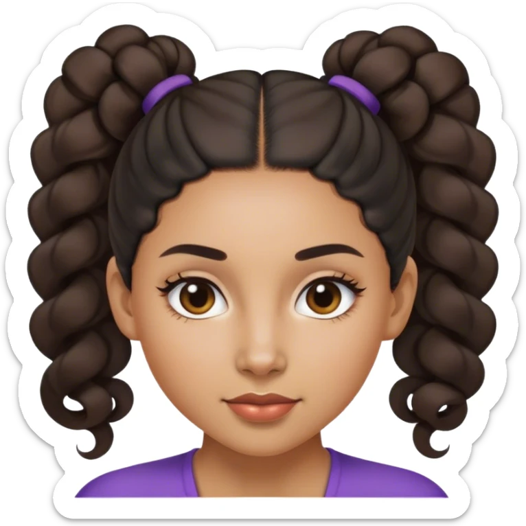 A mixed-race woman with a sleek, middle-parted ponytail, with her curls tucked behind. sticker