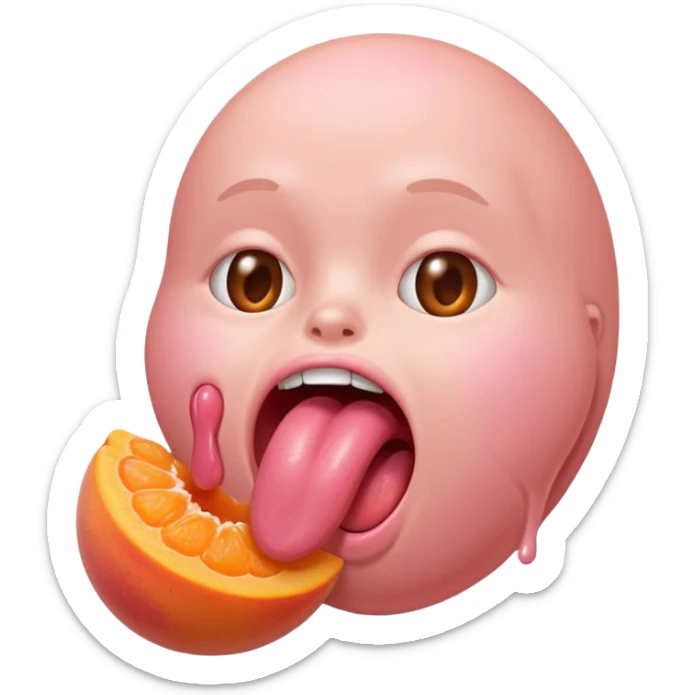 langue qui dépasse d'une bouche humaine ouverte et lèche un abricot sticker
