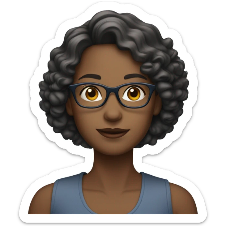 girl in her 40's with blue eyes, glasses, and slight curly hair to the shoulders sticker