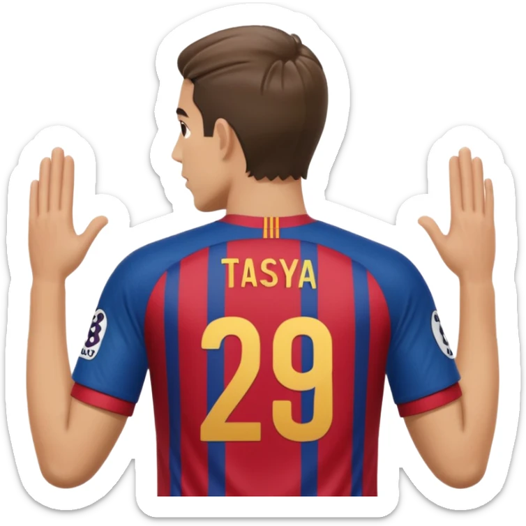 buat costum seperti diatas buat mirip hanya pakaian saja tidak pakai orang dan dari belakang barcelona nama punggung tasya dan nomor punggung 29 menghadap belakang custom belakangnya baju belakangnya tidak pakai orang hanya bajunya saja baju belakangnya sticker