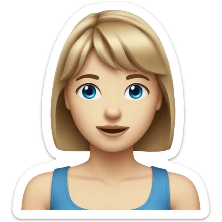 girl with light brown hair with bangs with blue eyes with fair skin sticker