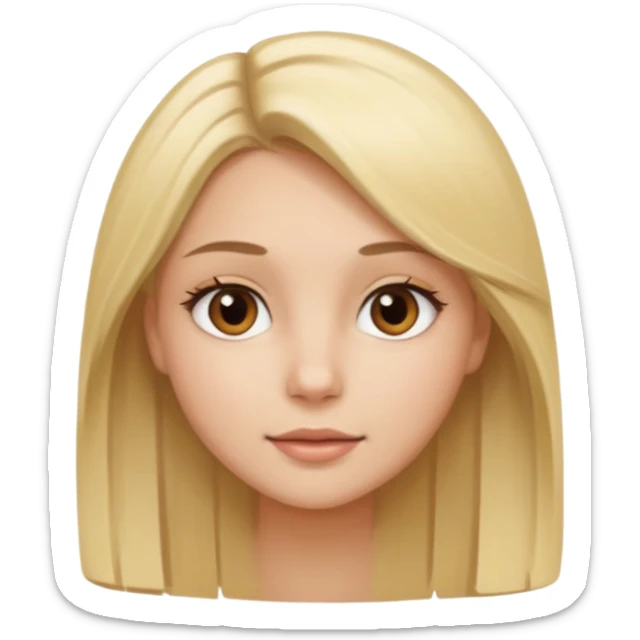 a pretty blonde girl with straight hair and brown eyes sticker