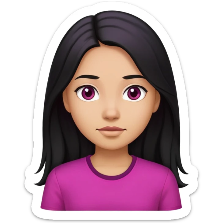 The girl with black long hair wearing magenta shirt sticker