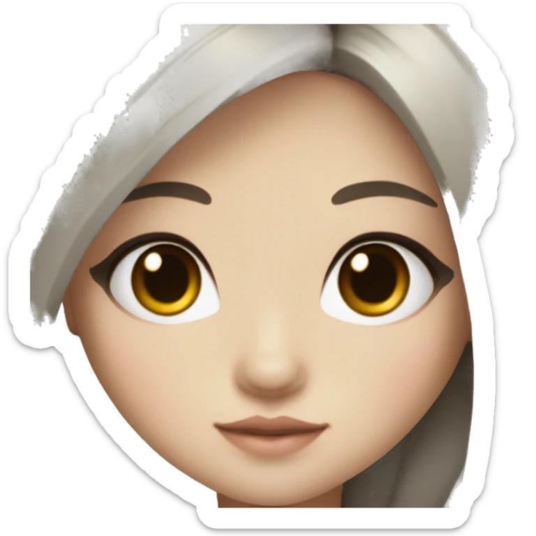 korean girl doll eyes pretty black long hair brown eyes sticker