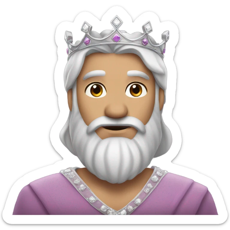 A men with black brown beard and long black hair with a princess crown  sticker