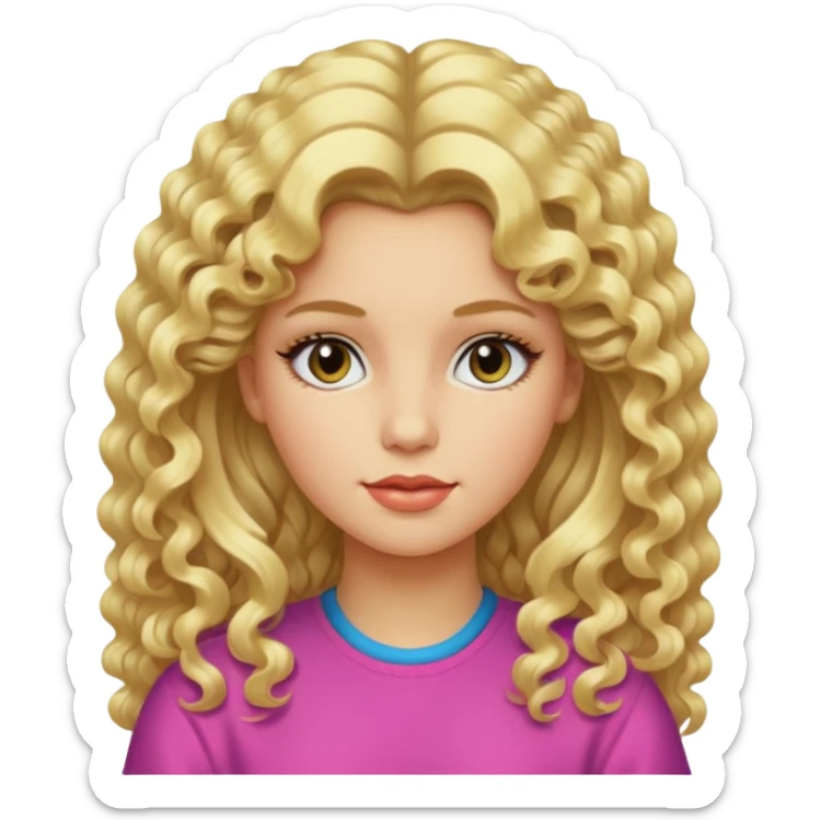 Make her an 80s girl with long blonde permed hair sticker