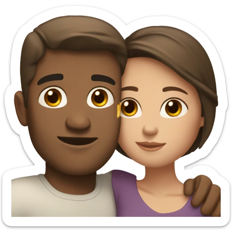 Dark haired white man hugging beautiful woman with light brown skin and short dark brown hair  sticker
