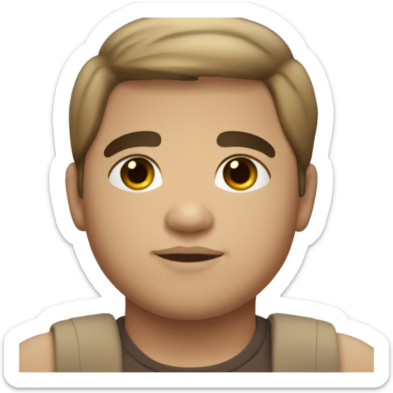 Chubby Hispanic boy with light skin dark brown straight hair and brown eyes very tall sticker