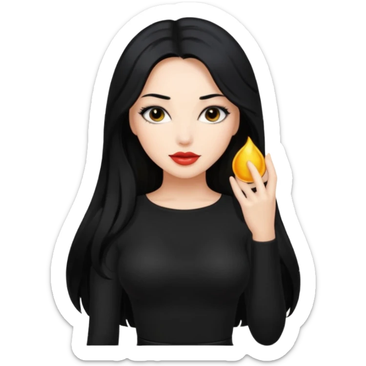 hot girl , long hair , sexy ,  rich , women love women , black ootd  sticker