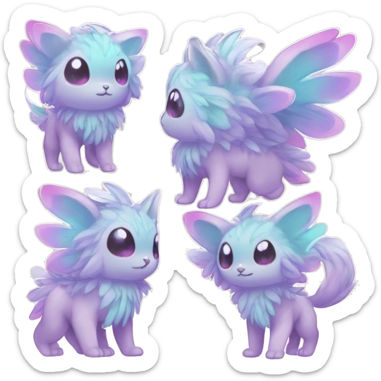 Shiny Shy Cool Colorful Pastel beautiful fantasy Kawaii Ethereal Sona Fakemon-animal Full Body sticker