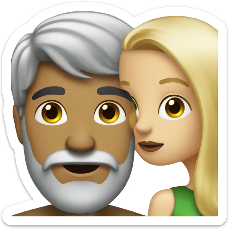 Dark hair man with beard kissing a blond hair geen eye woman sticker