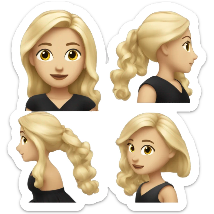 elegant girl with blonde hair in black dress sticker