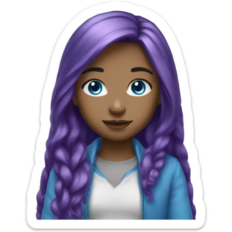 girl (long hair) (purple hair) (blue eyes) (light skin) (salute) sticker