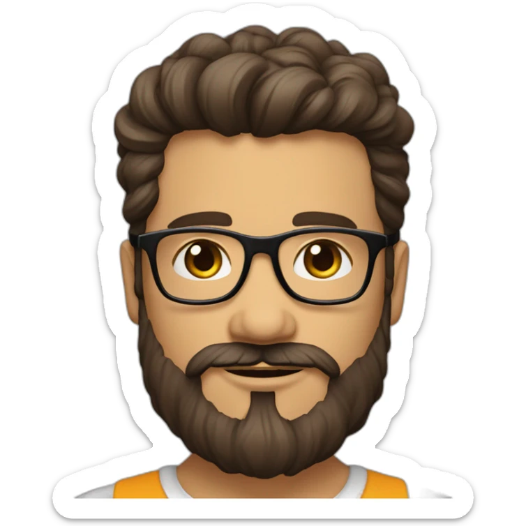 DA SILVA brun cheveux court barbe de 3 jour porte lunette VILLARS sticker