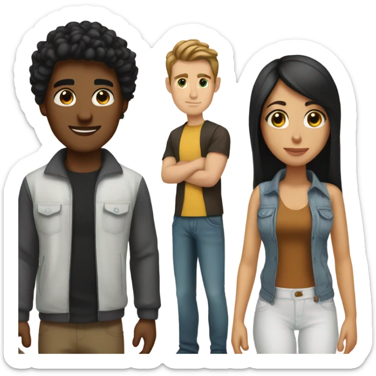 White boyfriend with brown hair and Hispanic girlfriend with black hair sticker