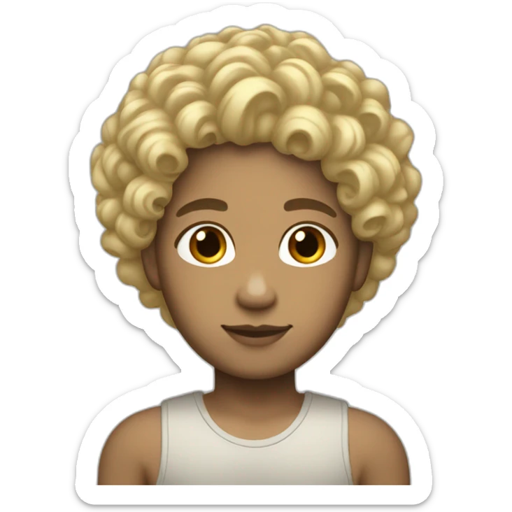 light skin person with bigger jose and black curly hair but the top is blond sticker