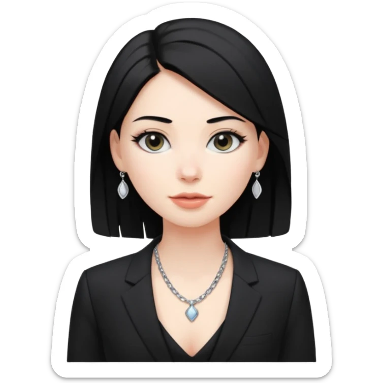 👩🏻‍⚖️ i need an image like this for a political analays with black hair and blck open necked suit sticker