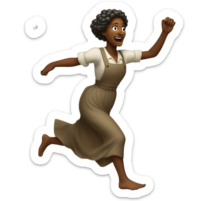 huckleberry Finn harvest goddess sprinting, with a large stride and arms outstretched sticker