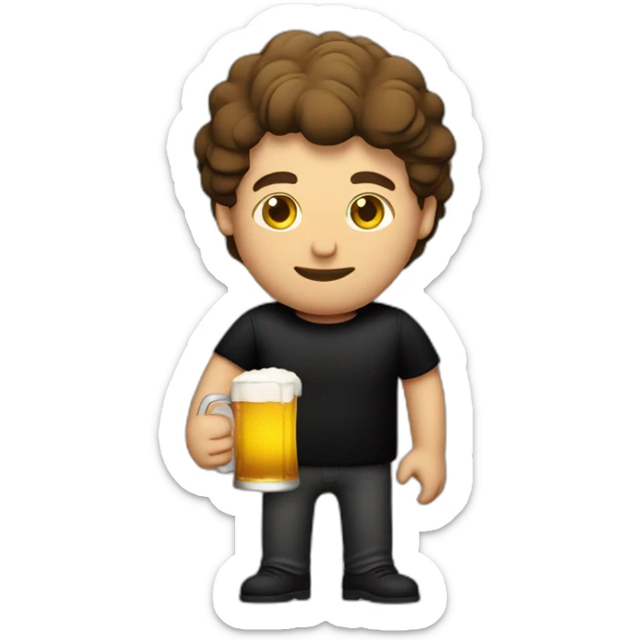 Man with a black shirt written BBS on it holding a glass of beer sticker