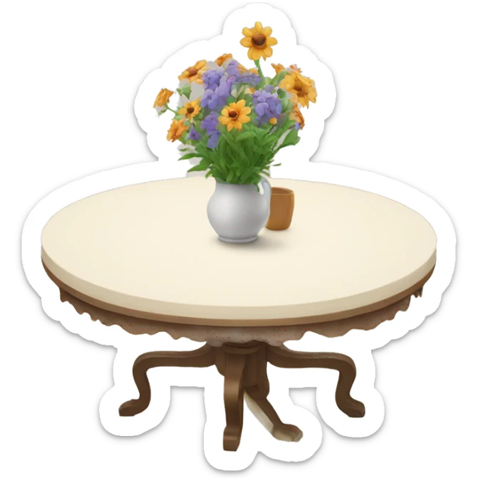 Table with flower sticker