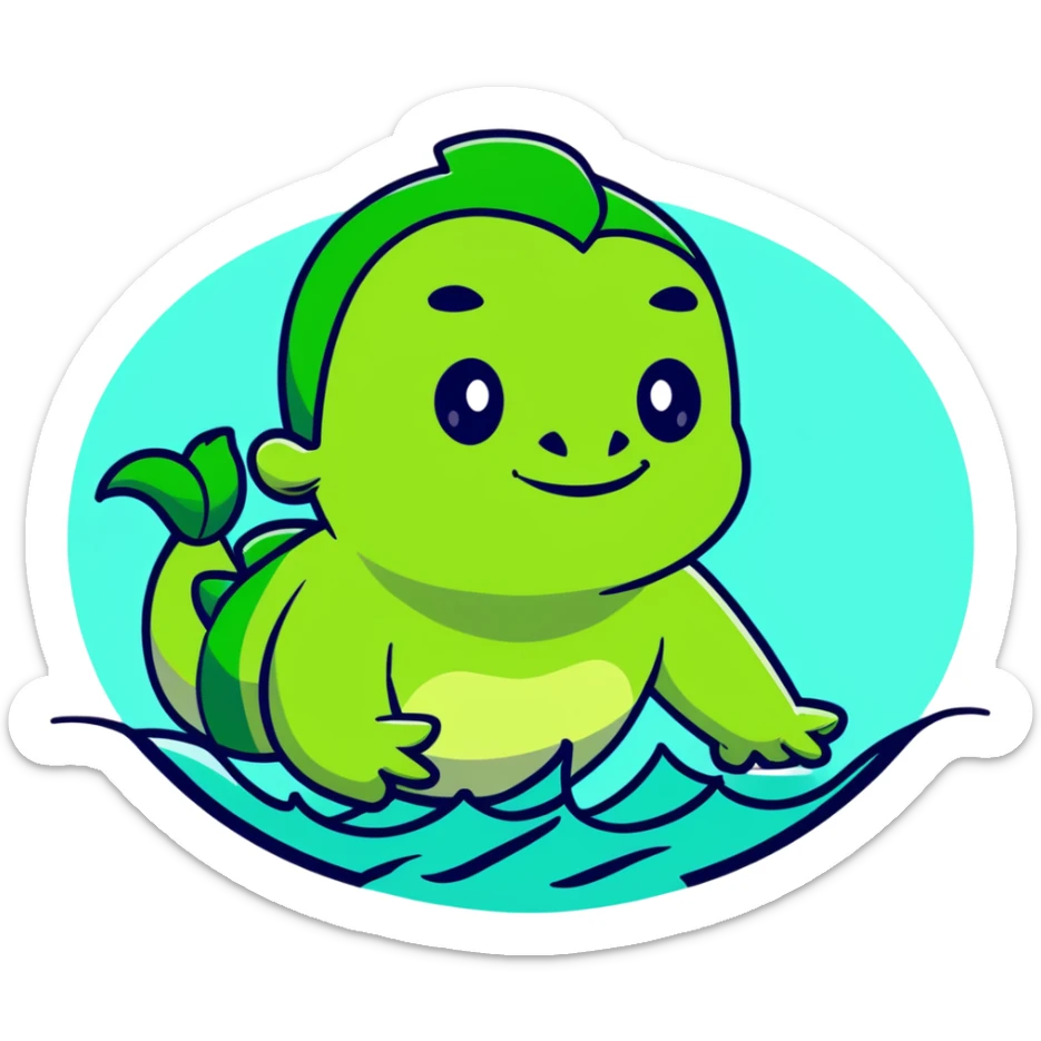 Green Shrekodil (mix of Shrek and crocodile) swimming breaststroke in a puddle sticker