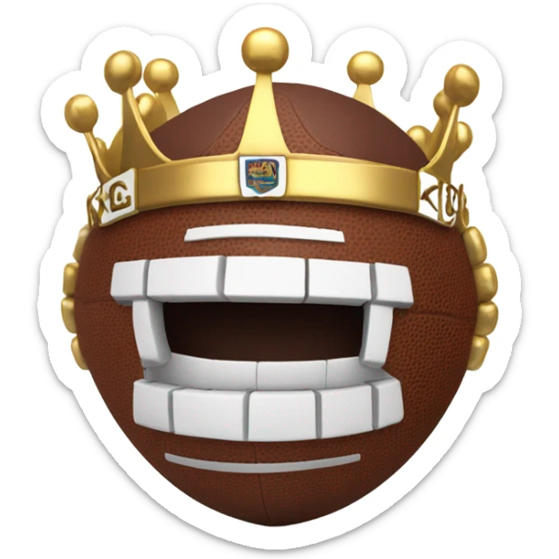 Football with the letters “KC” and the football is wearing a crown sticker